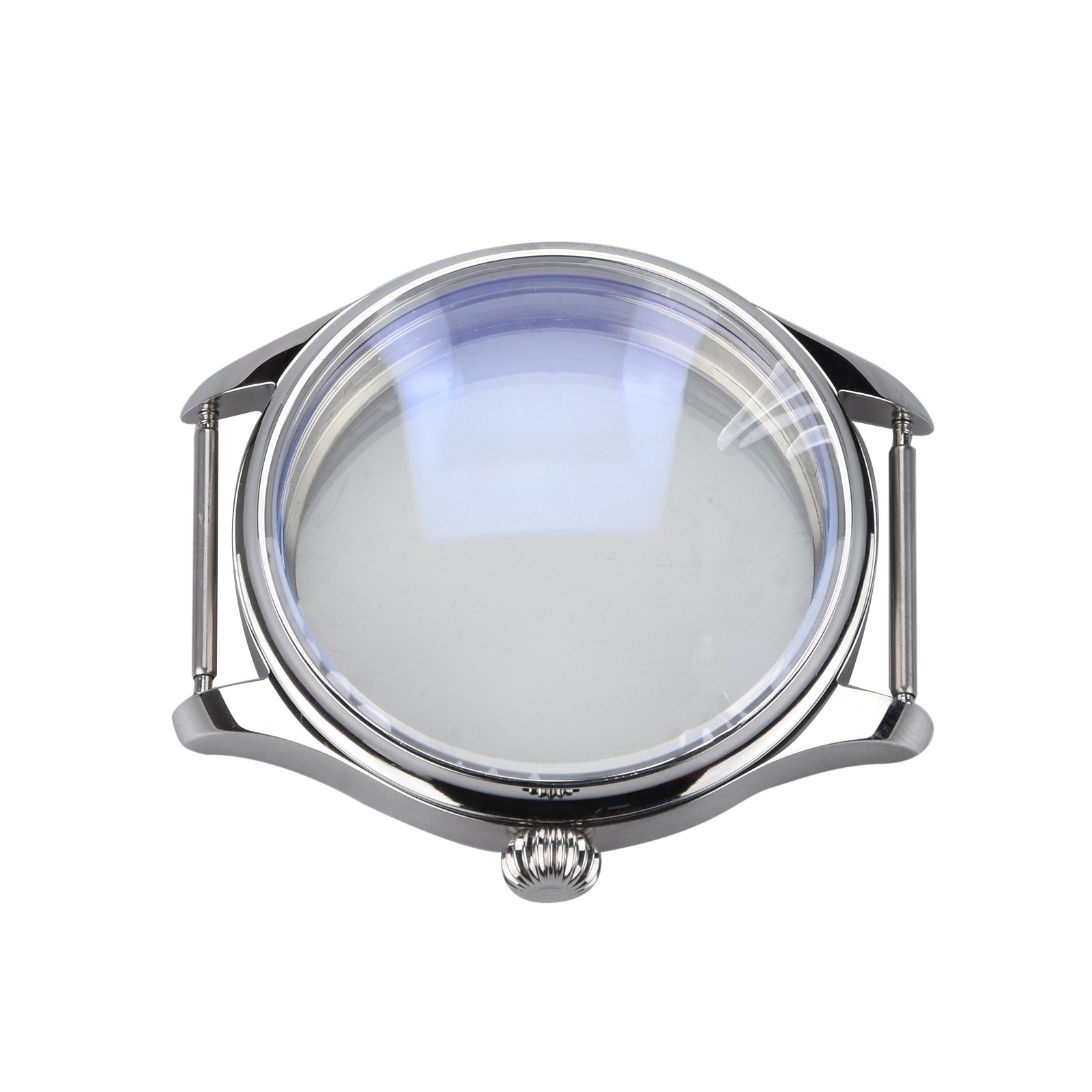 Silver 44mm Stainless Steel Watch Case For ETA6497/6498 Movement Replacement aa