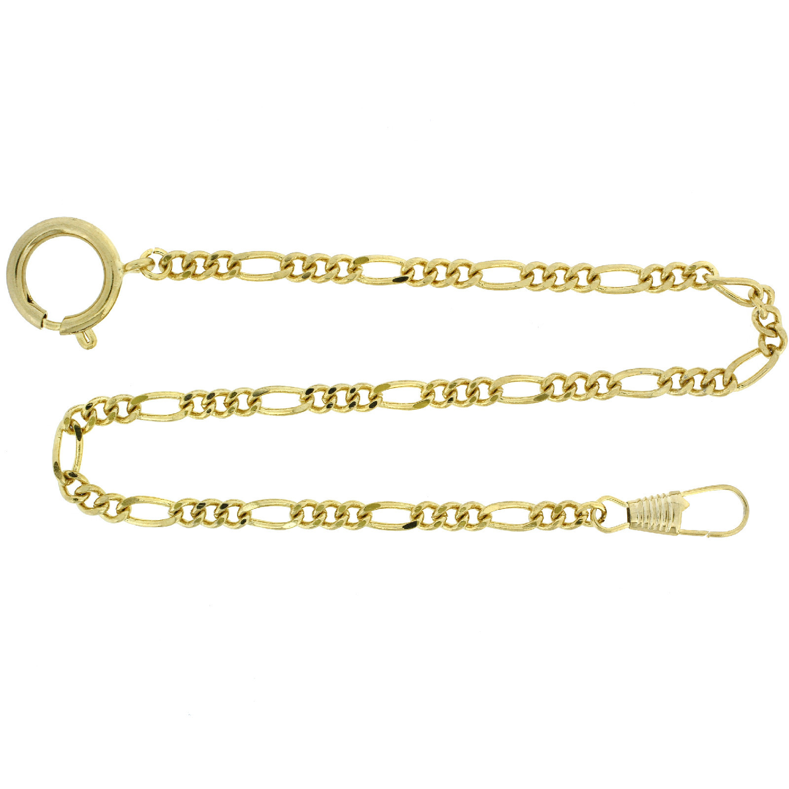 Pocket Watch Chain Fob PC4G Figaro Link Design Gold-Tone 14″