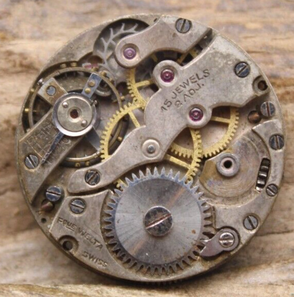 FOVE WELTA SWISS WATCH MOVEMENT 15j 23.4mm FOR REPAIR (KF3)