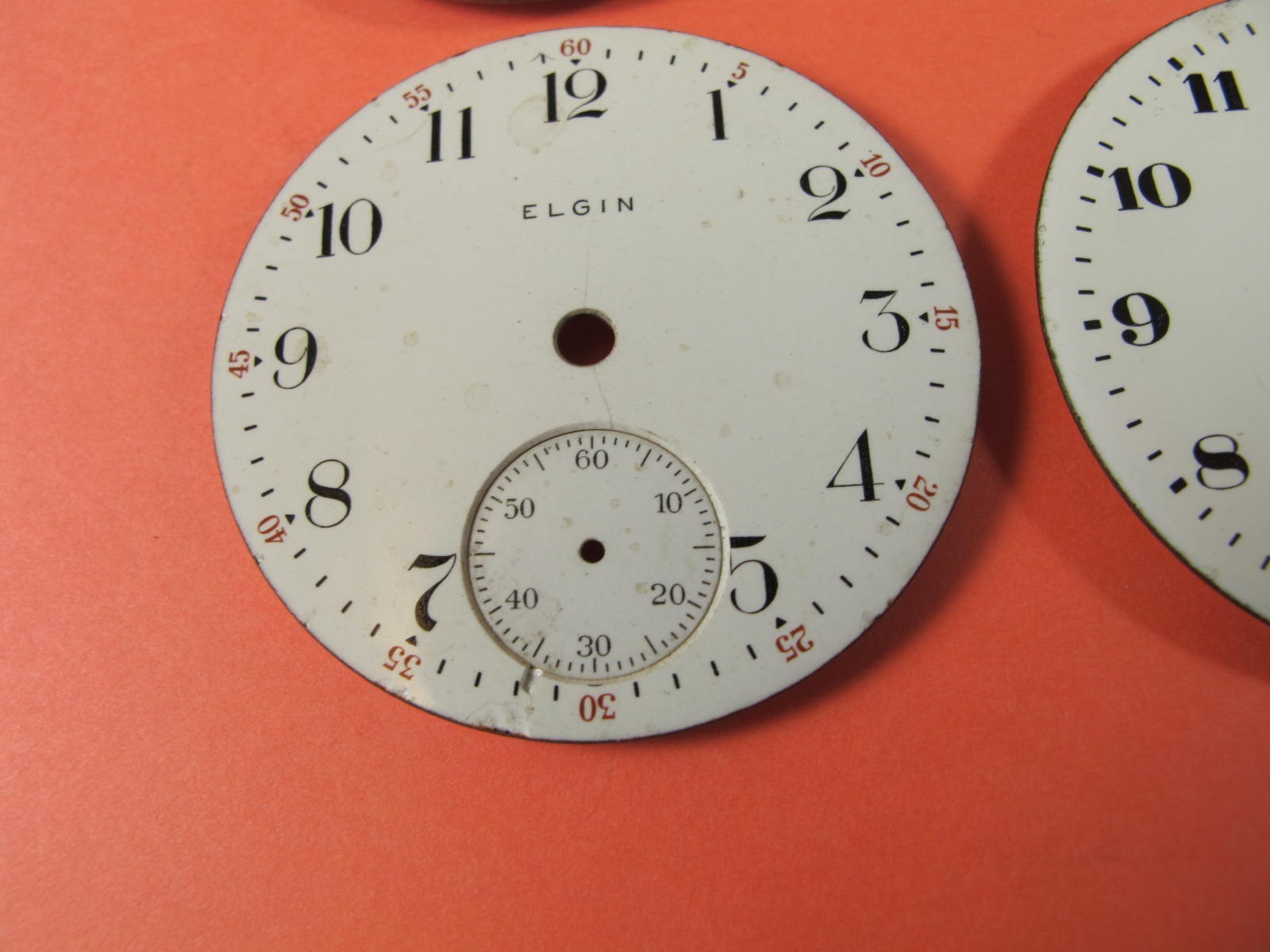 ELGIN 18S POCKET WATCH DIAL GROUP OF 4 WITH ARABIC NUMBERS