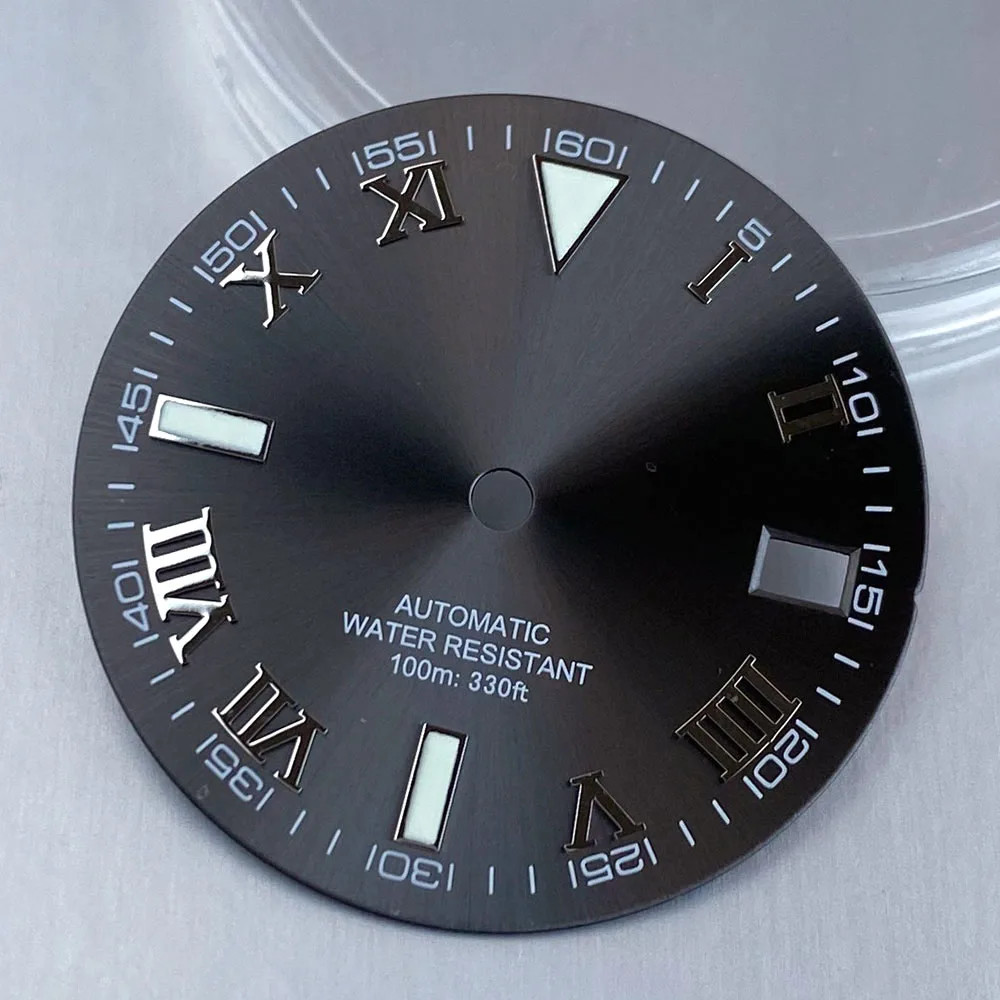 Tandorio New Roman Numeral Sunburst Dial 29mm Watch Dial Face For NH35 NH36 NH38