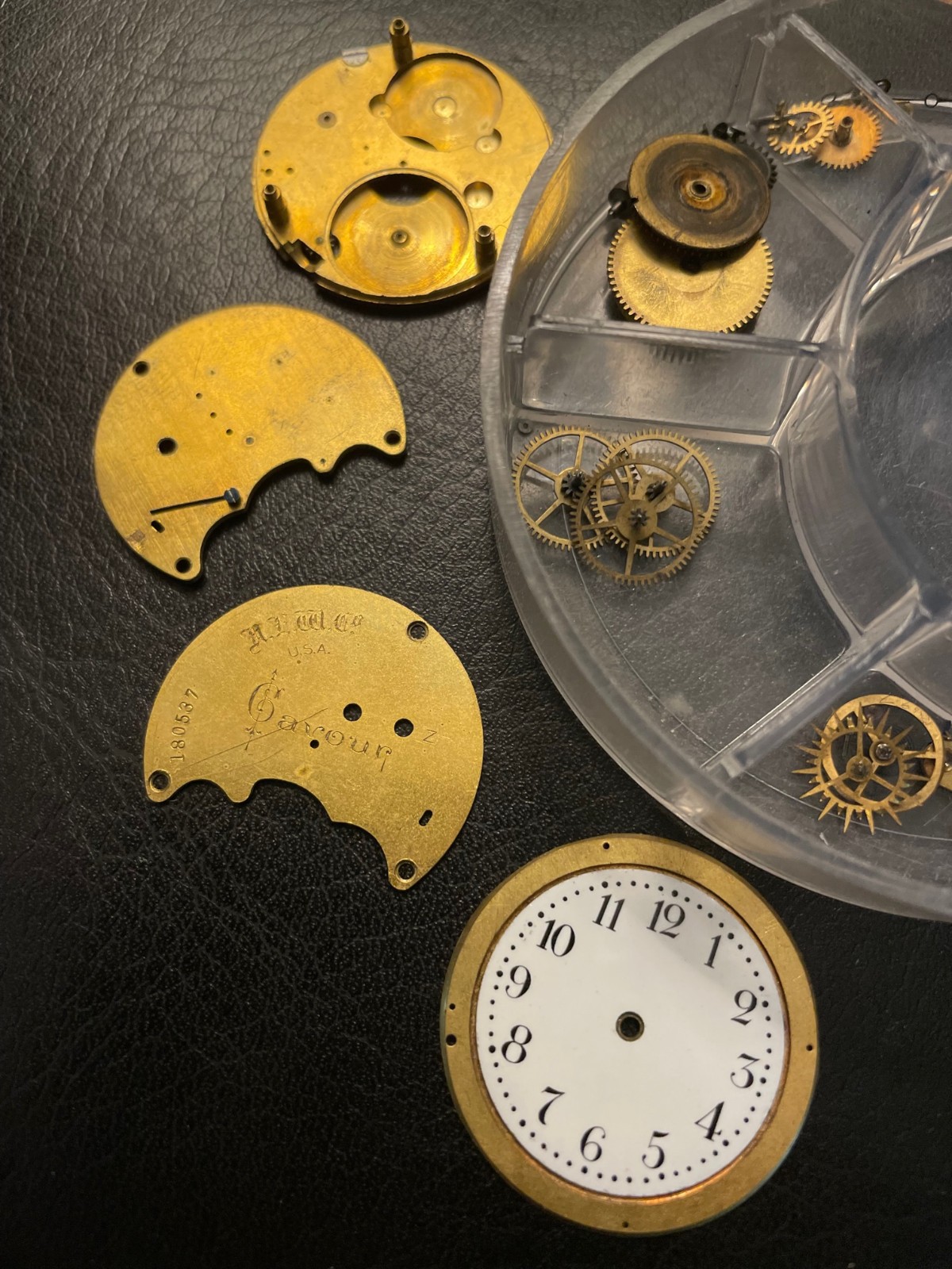 PARTS for REPAIR New England Watch co. CAVOUR Movement Pieces Antique Vtg