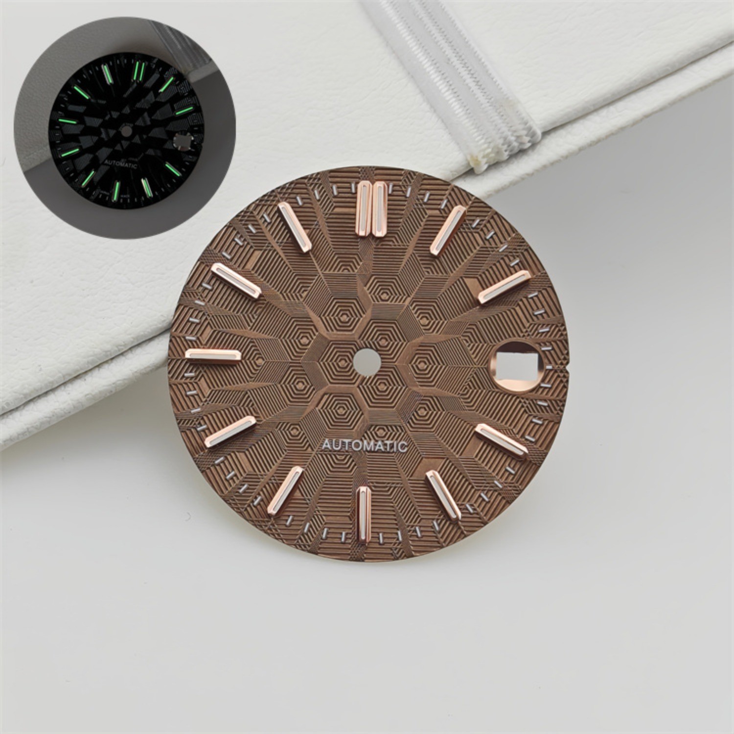 NH35 Dial 28.5mm Architectural Dial Green Luminous DIY for NH35/NH36 Movement