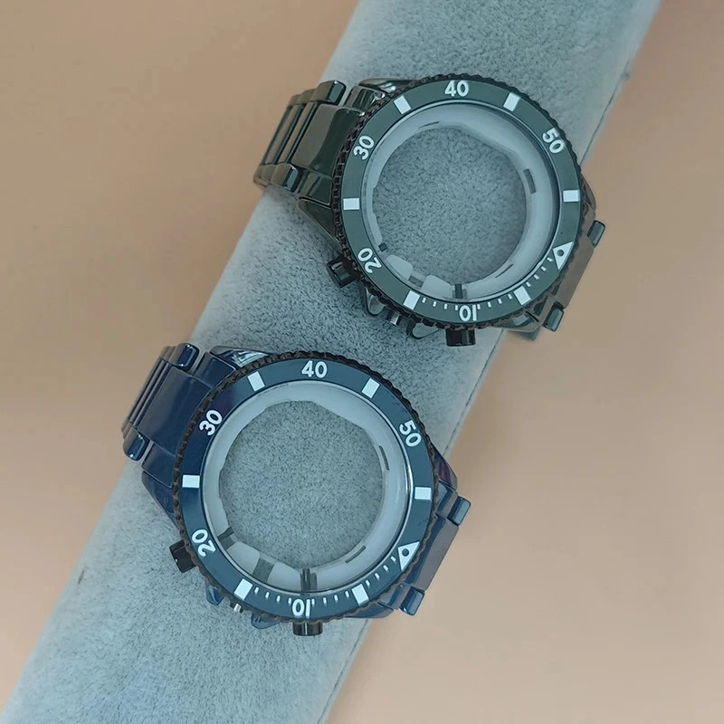 Ceramic Shell Watch Band for Armani AR70009 AR70011 Three Eye Black Blue Premium