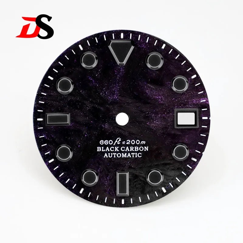 Black Lume Lava Carbon Fiber Dial 28.5mm Dial for NH35 Movement
