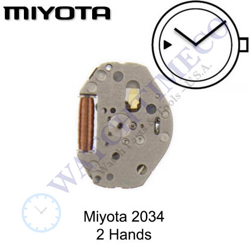 Genuine Miyota 2034 Watch Movement Japan 2 Hands