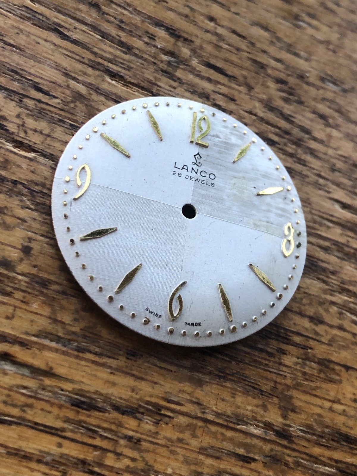 Vintage Lanco Swiss Wristwatch Dial Only for Parts 33mm