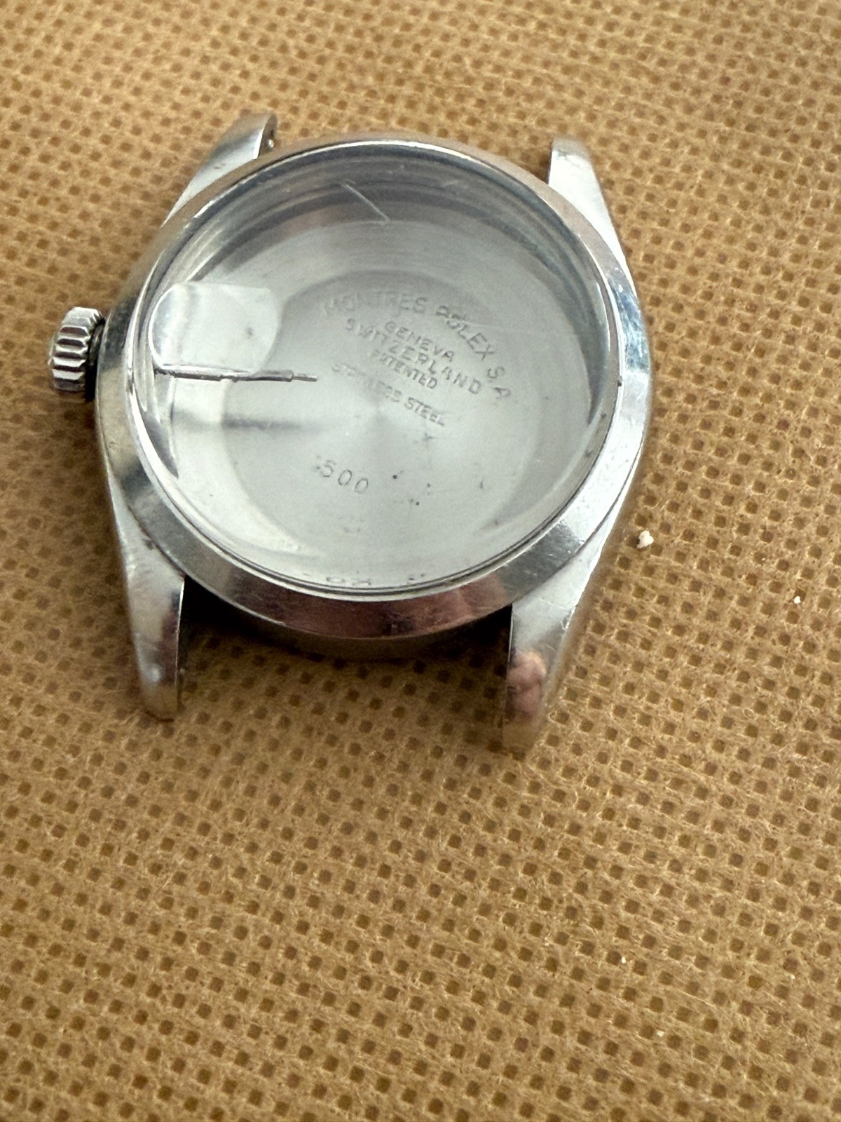 100% Original rolex 1500 steel case with glass and bezel used condition 34mm