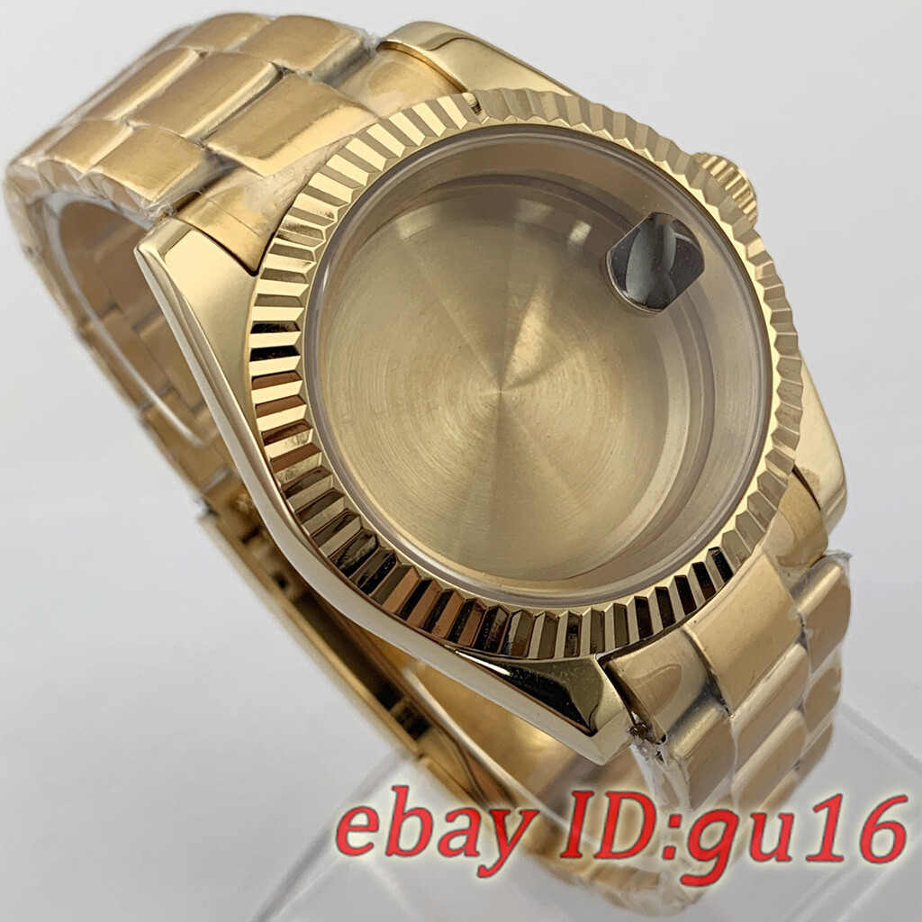 36mm/40mm Gold Oyster strap Watch case Fit NH35 NH36 ETA 2824/2836 Miyota 8215