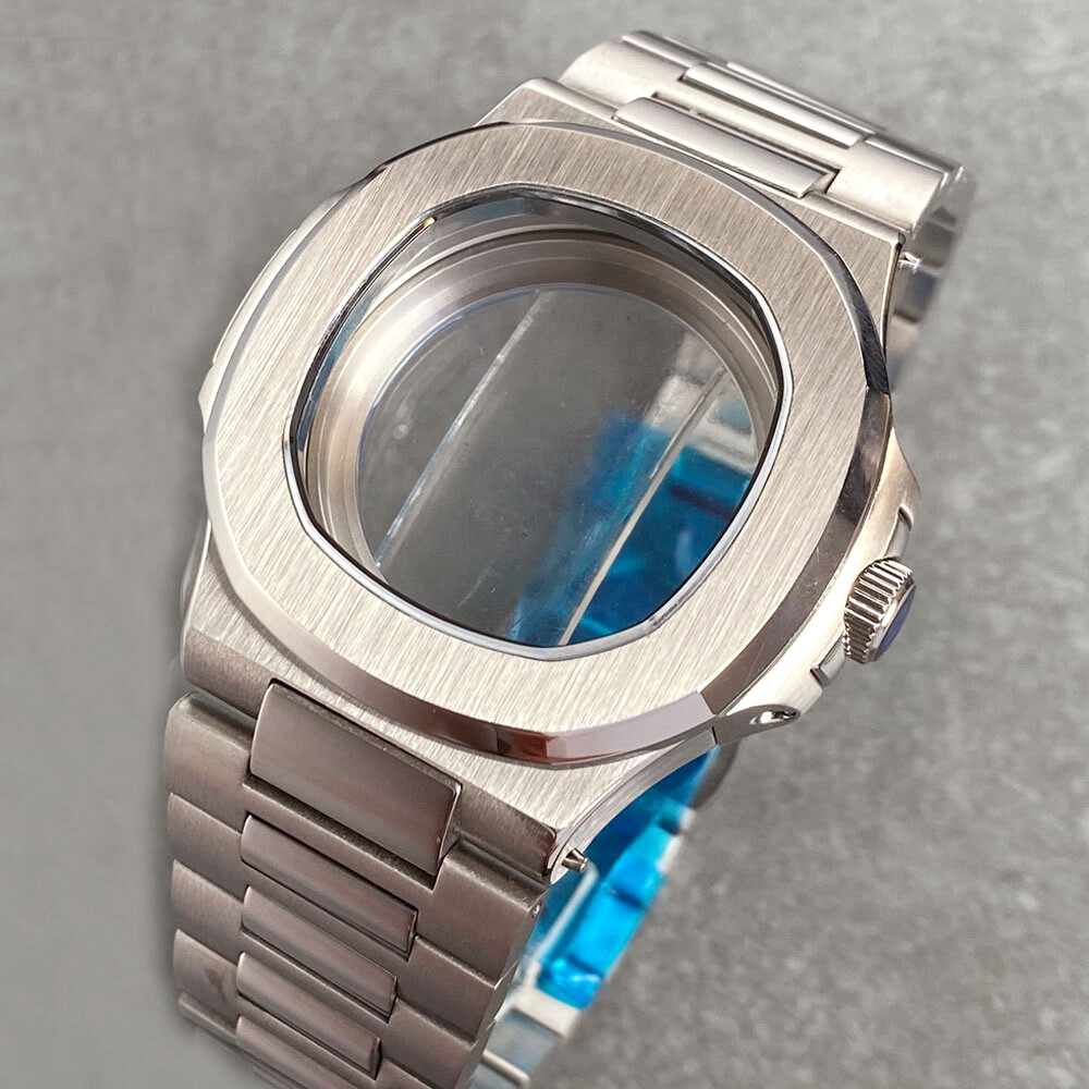 40mm Stainless Steel Square Watch Case 10ATM Dive Case Fit NH35 NH36 Rubber Band