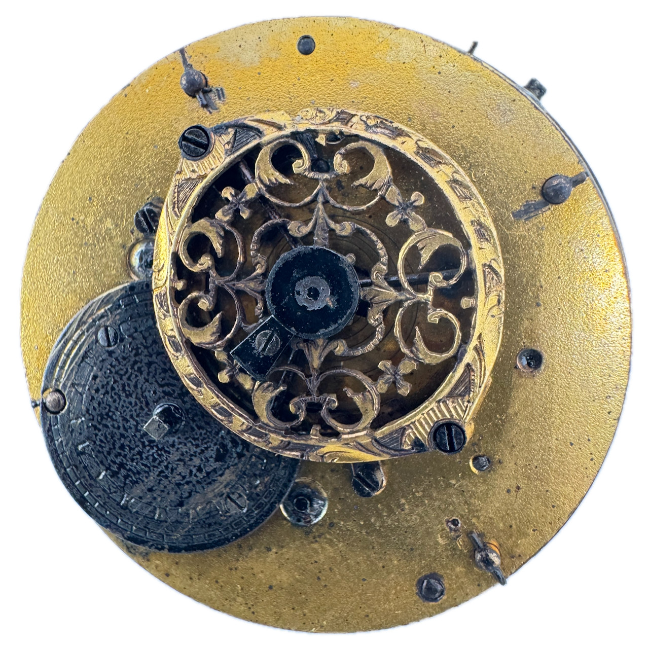 Antique 36mm Unbranded Key Wind Fusee Pocket Watch Movement Incomplete fParts