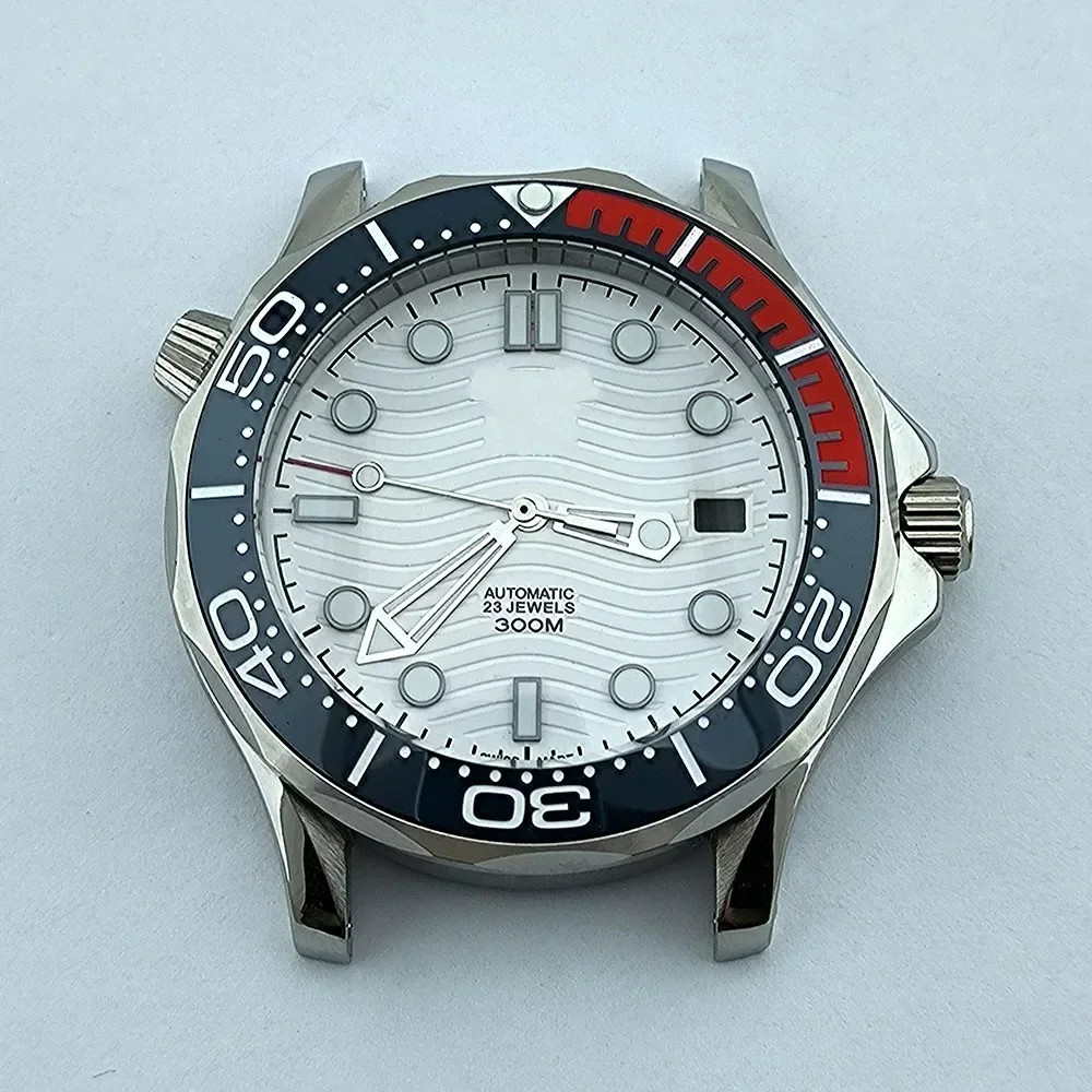 Stainless Steel Strap for Seamaster 300 NH35 Case Dial Hands 41mm Silver Mod Kit