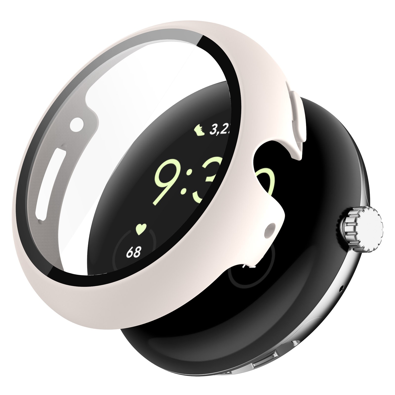 PC+Tempered Film One-piece Watch Protective Case for Google Pixel Watch