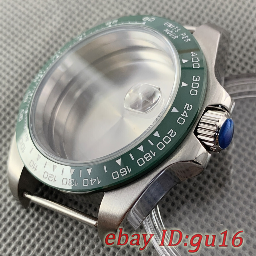 40mm Green black bezel watch case fit NH35 NH36 ETA 2824 PT5000 ST2130 movement