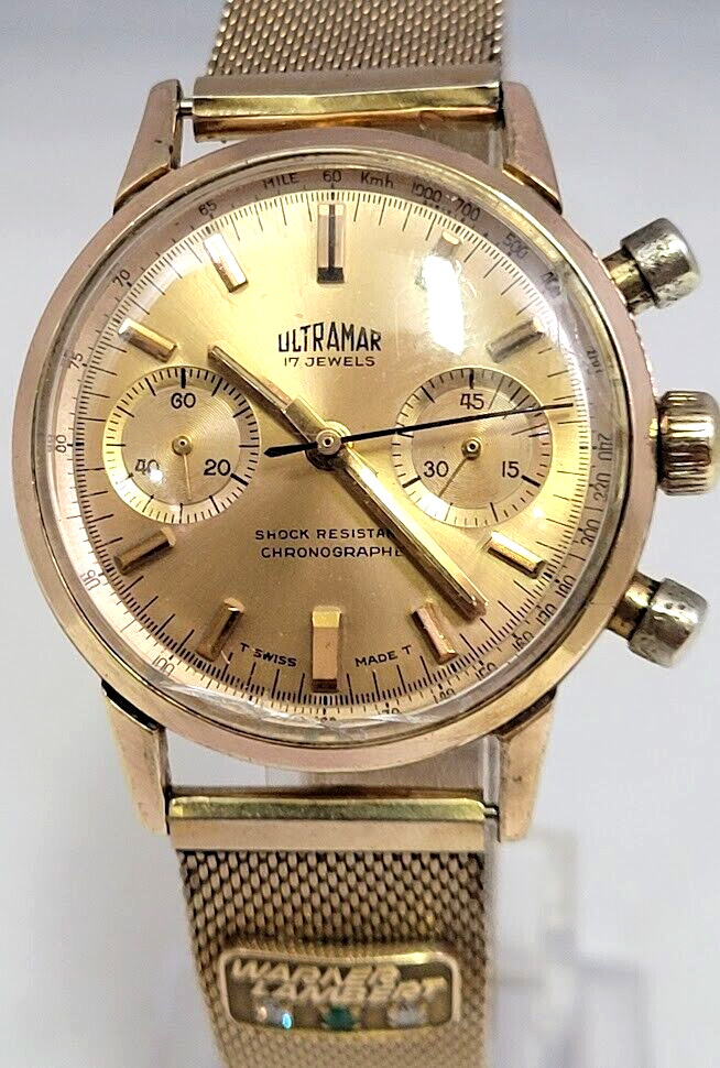 🔥🔥 Very.. Very Rare! & Vintage! ULTRAMAR – WARNER LAMBERT 10 K GF, Wristwatch!