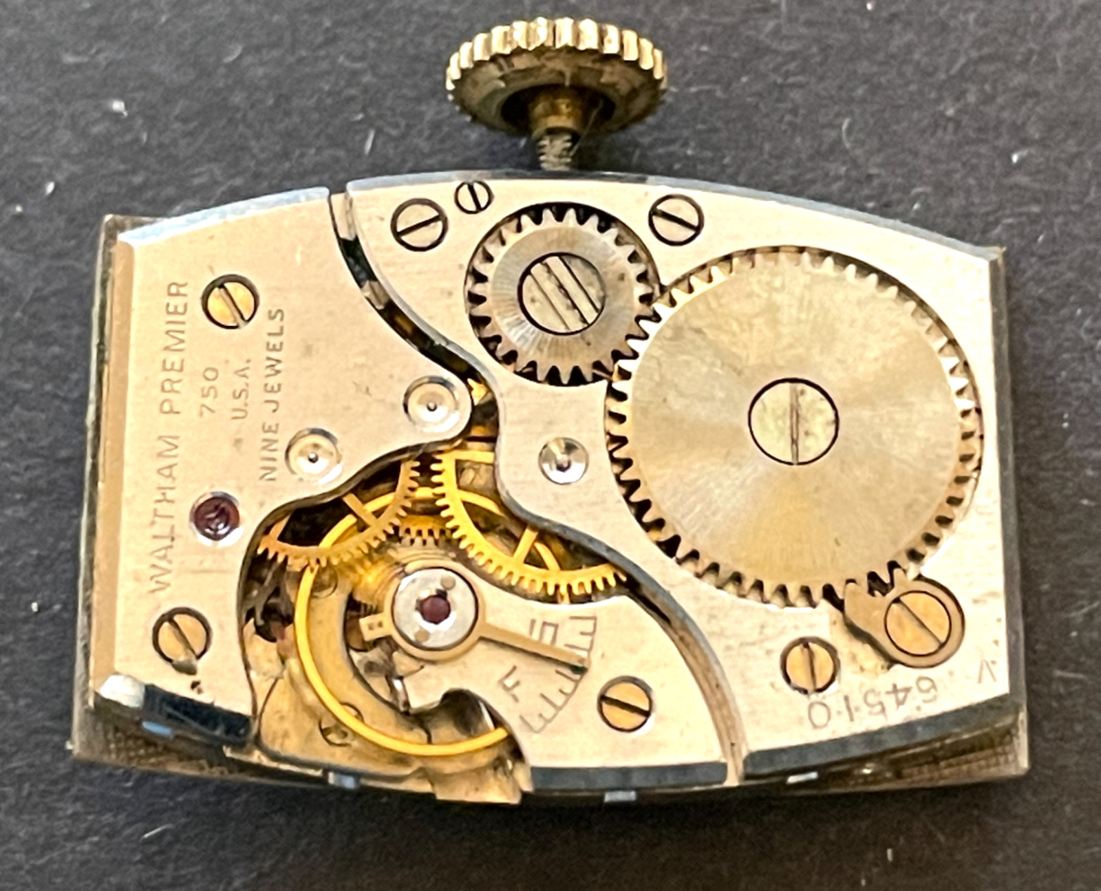 Antique Waltham Cal 750 Premier Men’s Watch Movement Running Ticks 9j USA