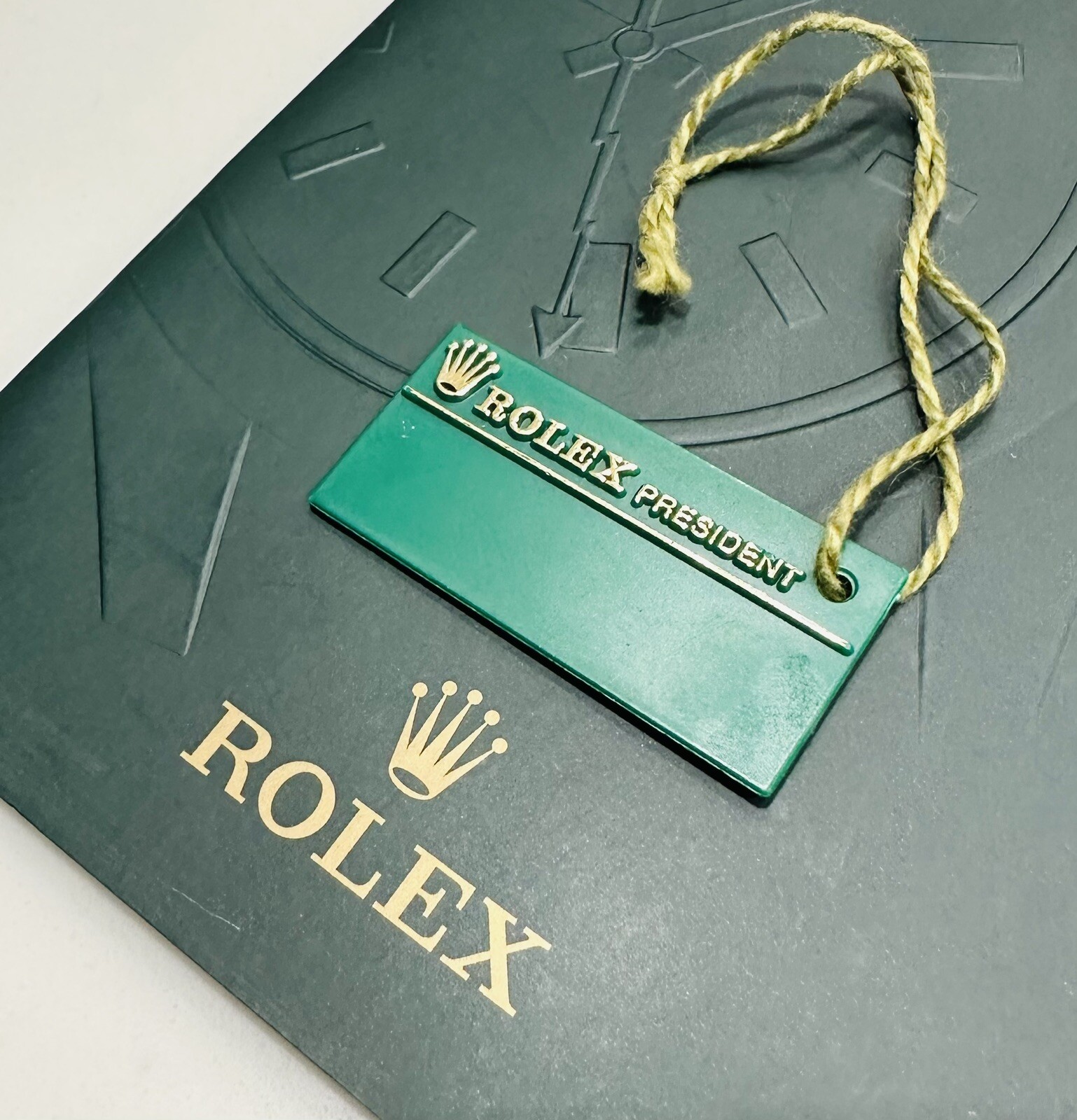 Vintage GENUINE Rolex President Day-Date Green watch Hang Tag End 90s-2000s