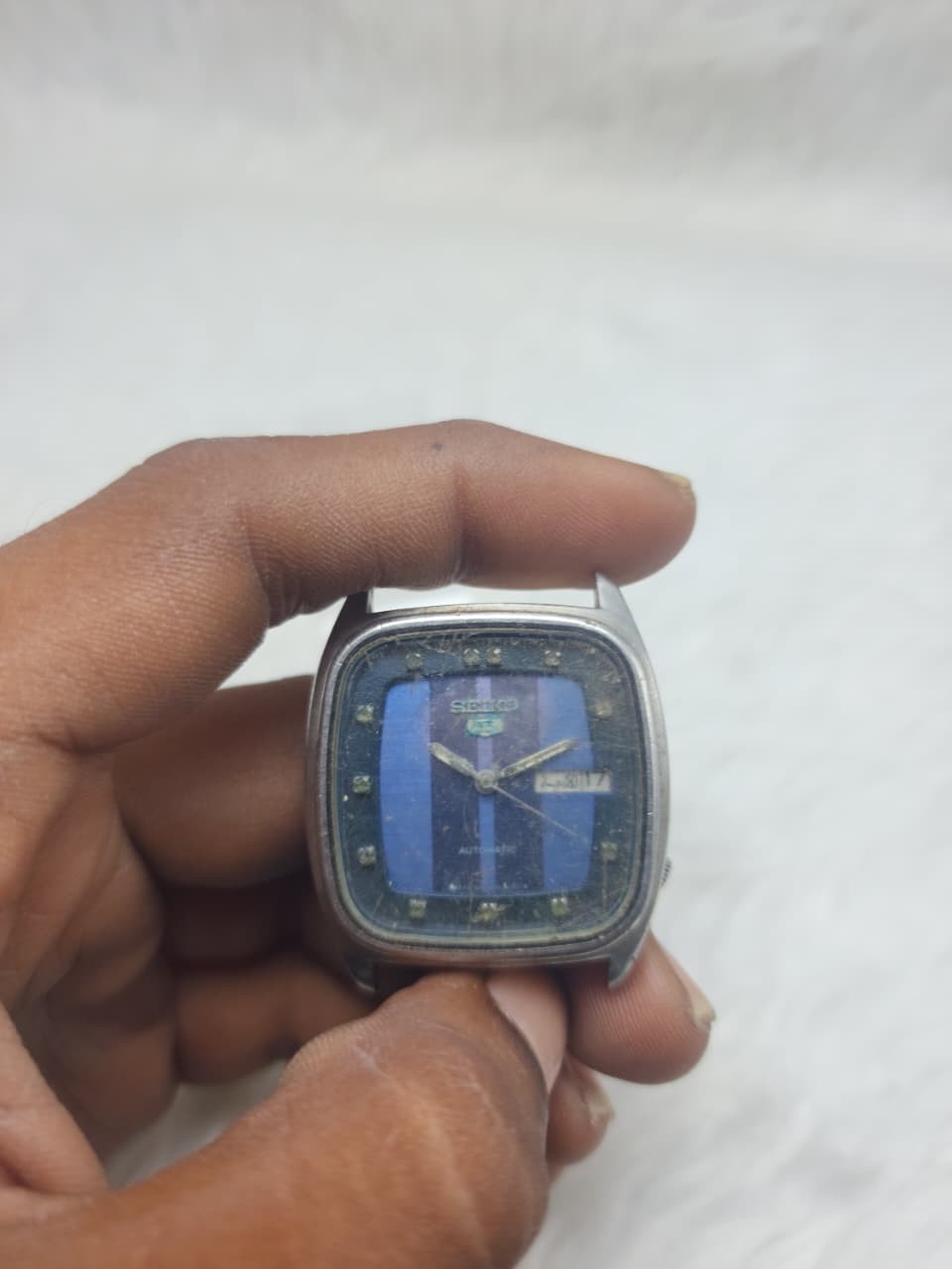 Vintage Seiko 5 Automatic 6309-5280A Blue Dial Day Date Not Working For Repair