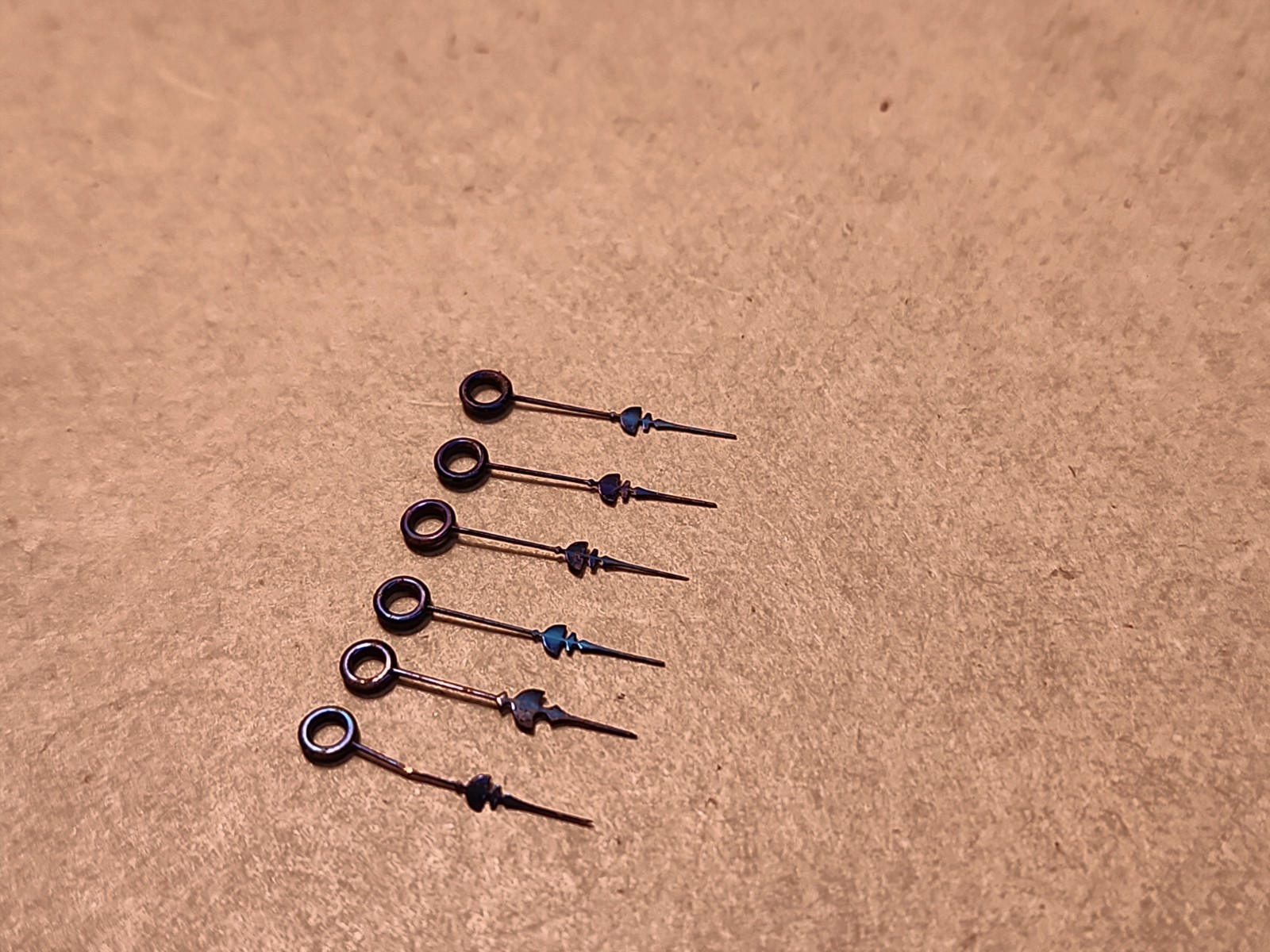 Lot Of 6 Rockford 16s Fancy Blue Hour Hands W/Hole Size 165 For Restoration