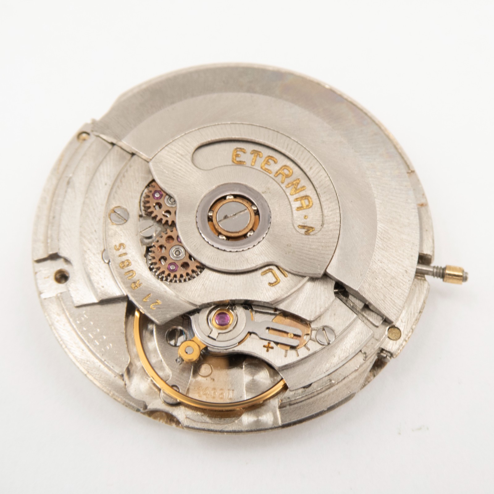 Vintage Eterna Matic Caliber 1438U 21-Jewel Automatic Wristwatch Movement, Runs