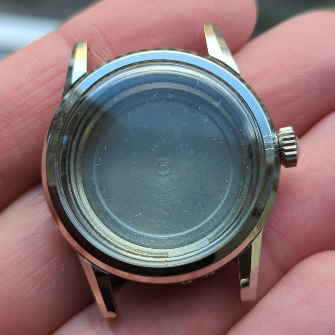 Swiss FHF 73 Ajustor Watch Case, 35mm, All Steel New Old Stock Parts (WT)