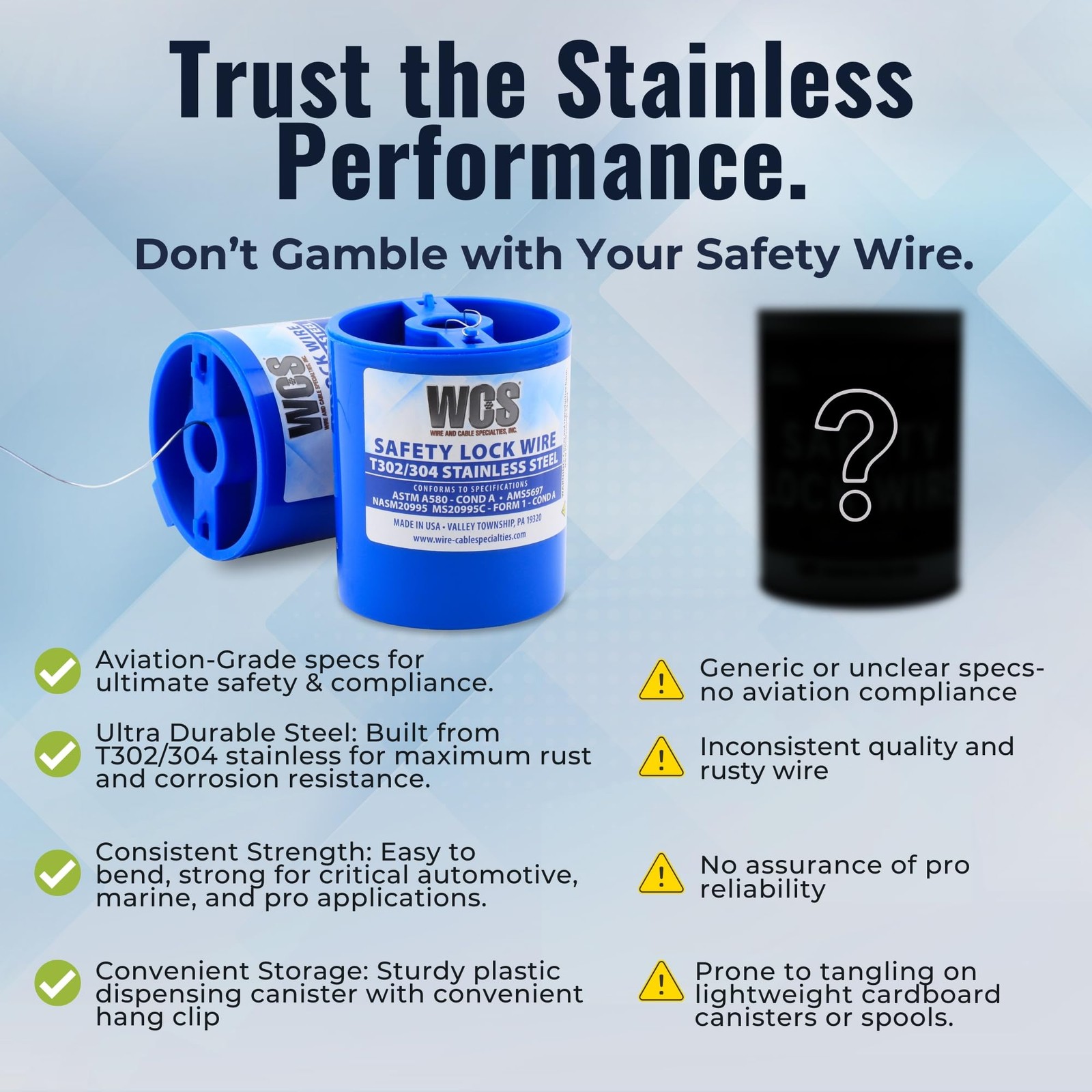 Lock Wire Stainless MS20995C .032 Inch 0.81mm 1 lb 362ft Dispenser Can 1 PCS