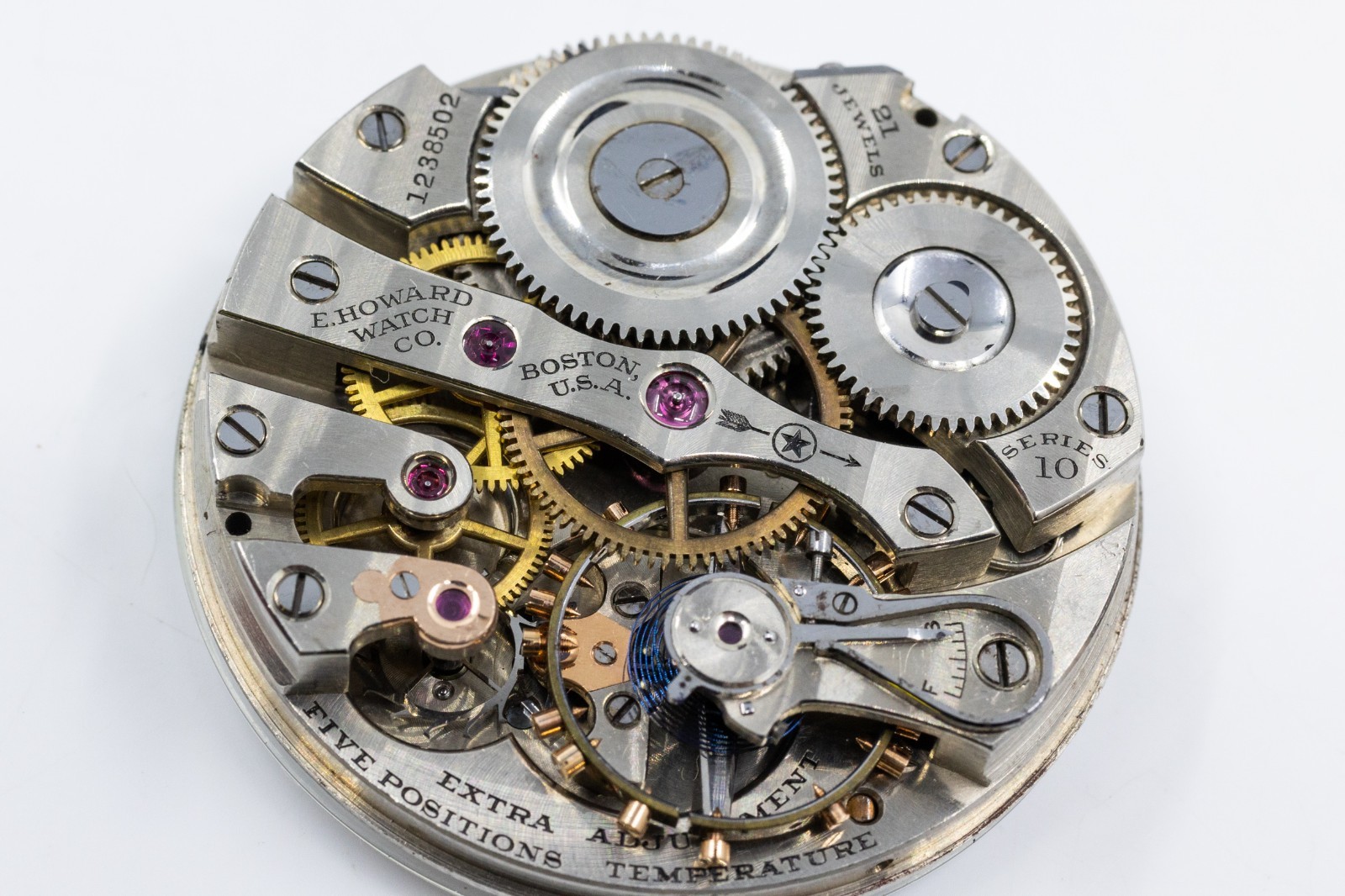 ANTIQUE HOWARD 21 JEWEL SERIES 10 POCKET WATCH MOVEMENT & DIAL