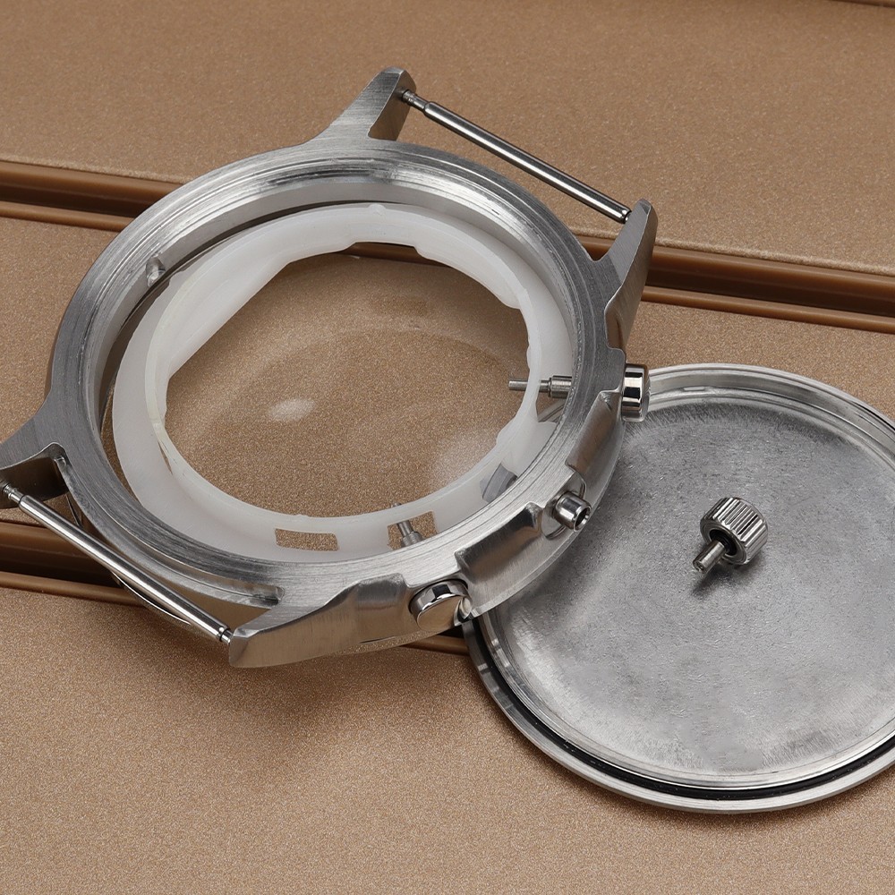 46.8mm Brushed Watch Cases Retro 316L Stainless 10ATM For Seiko VD53 Movement