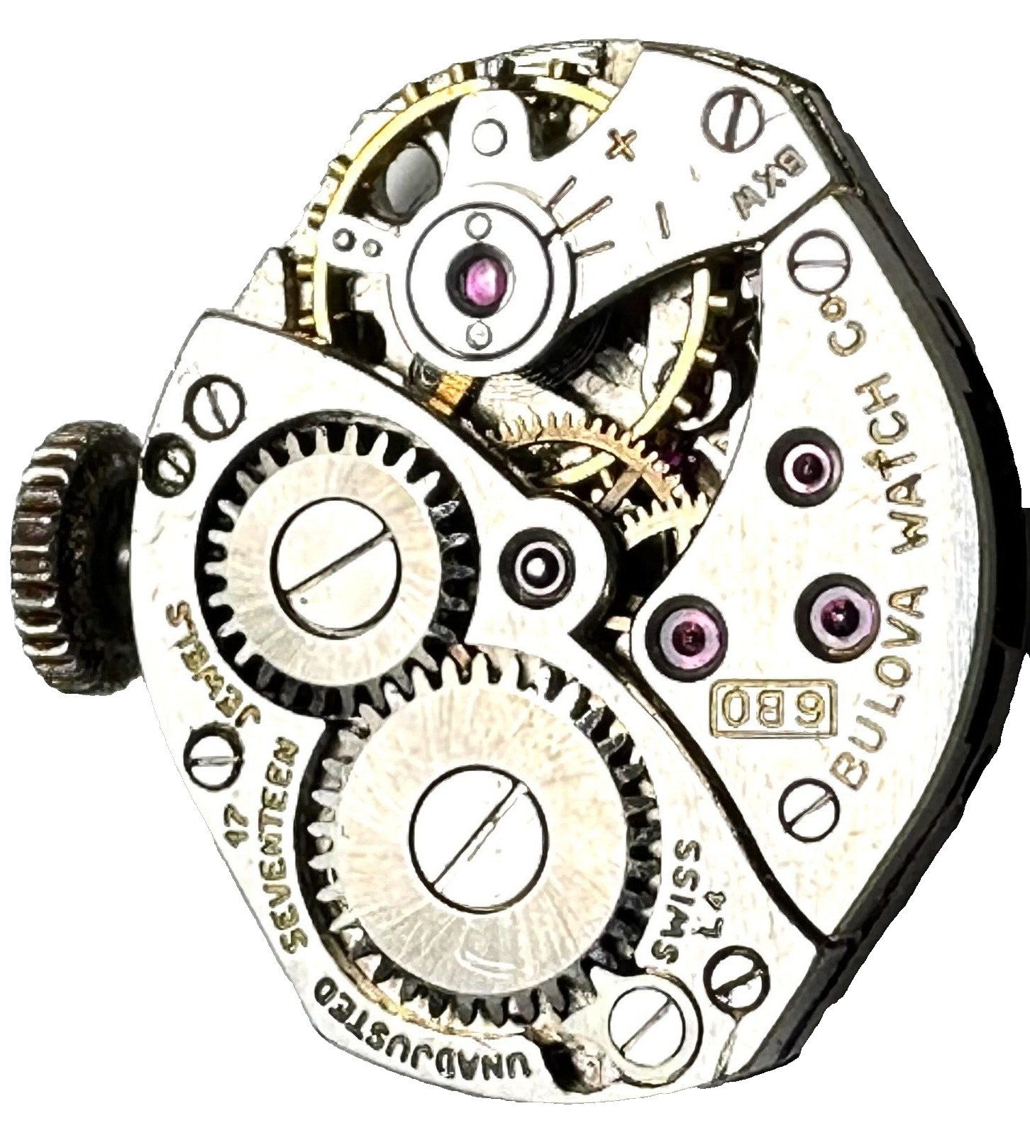 Bulova 6BO Ladies 17 Jewel Mechanical Watch Movement FOR PARTS 20-241