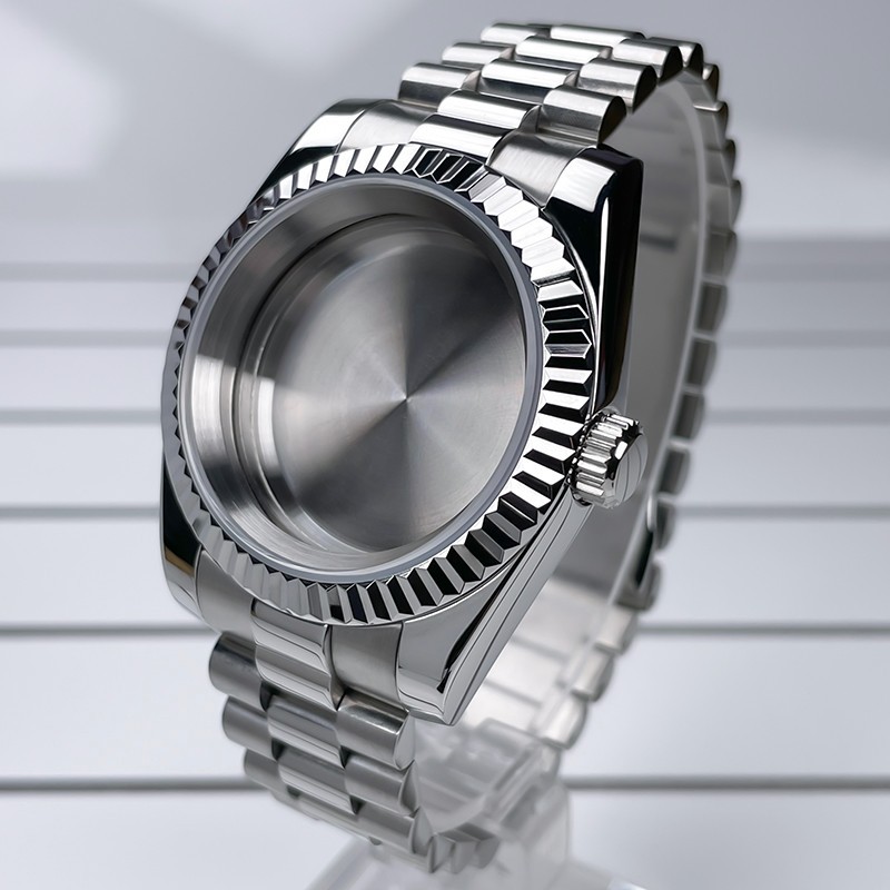39mm NH35 Case DJ Bezel President Bracelet Sapphire Glass For NH35 NH36 Movement