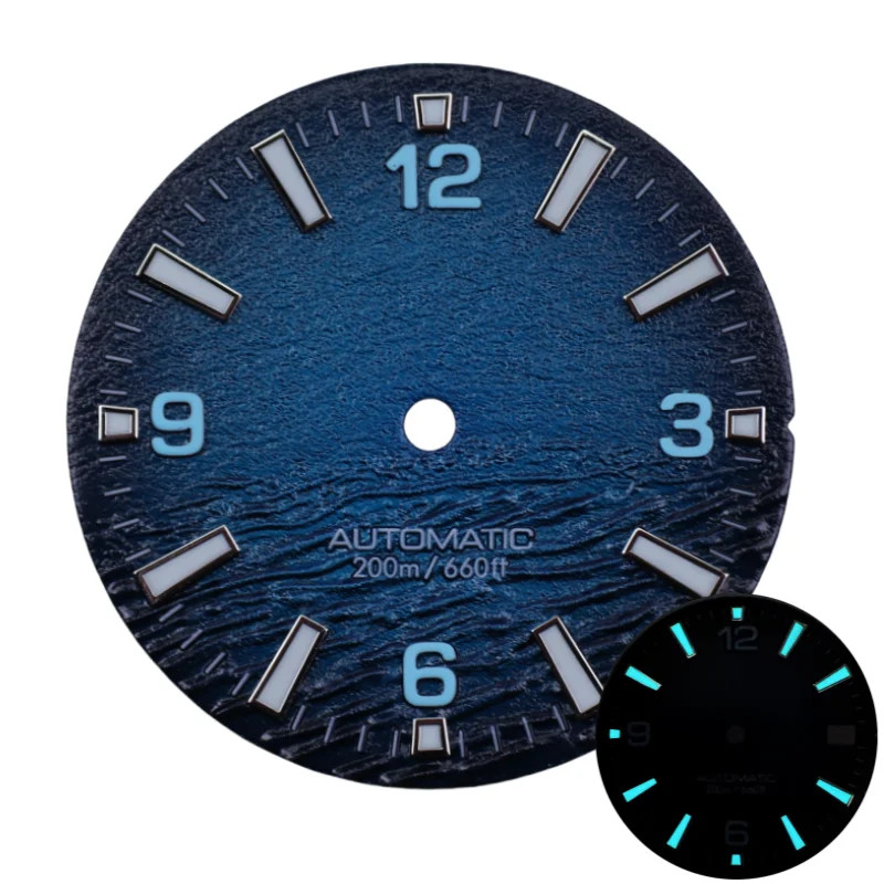 28.5mm Diving Watch Dial Face C3 BGW9 Luminous For NH35 SKX007 3 3.8 Crown Mods