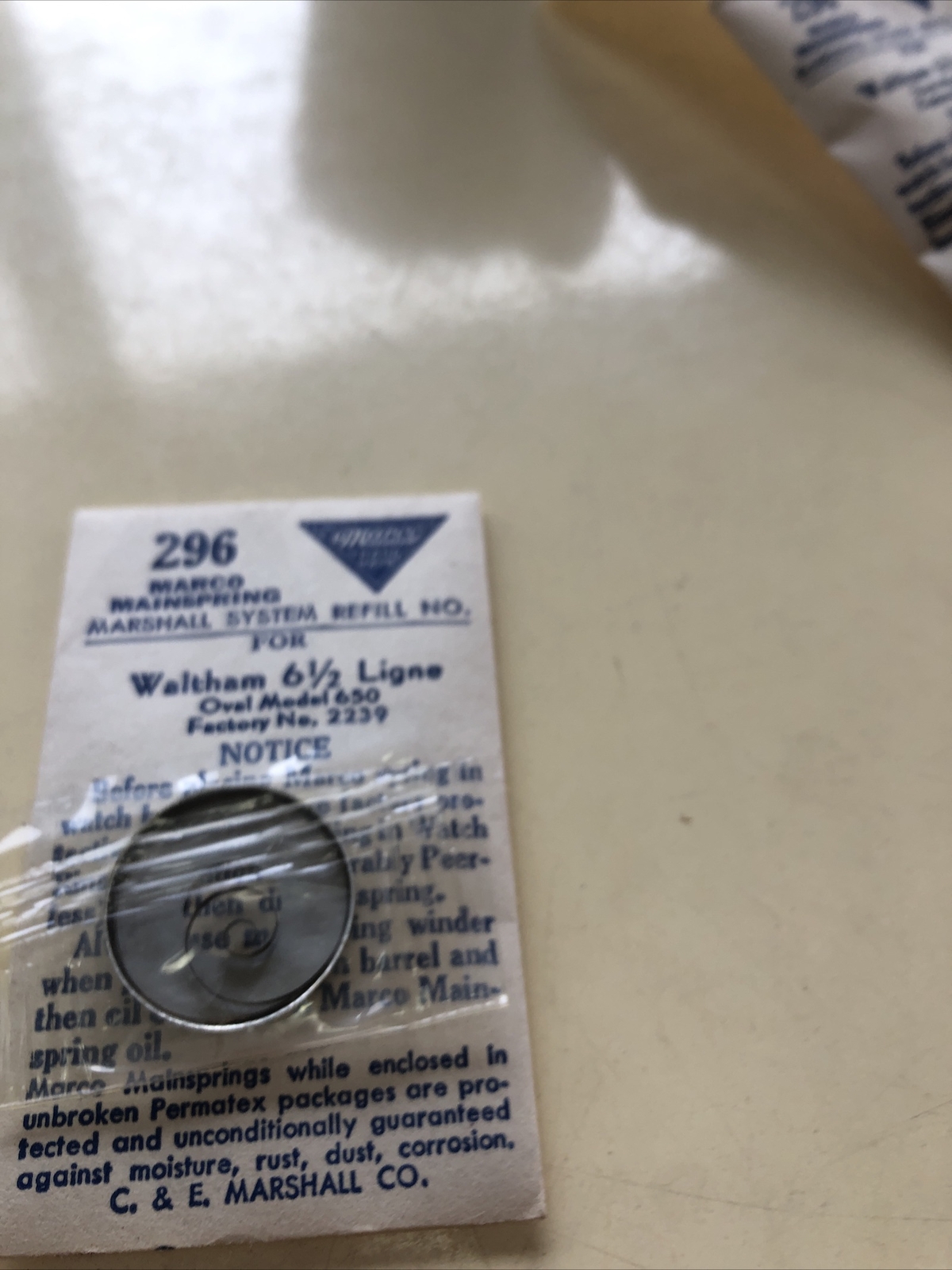 Waltham 650 296 6. 1/2 Factory 2239 Mainspring New Unused Stock Free Postage.