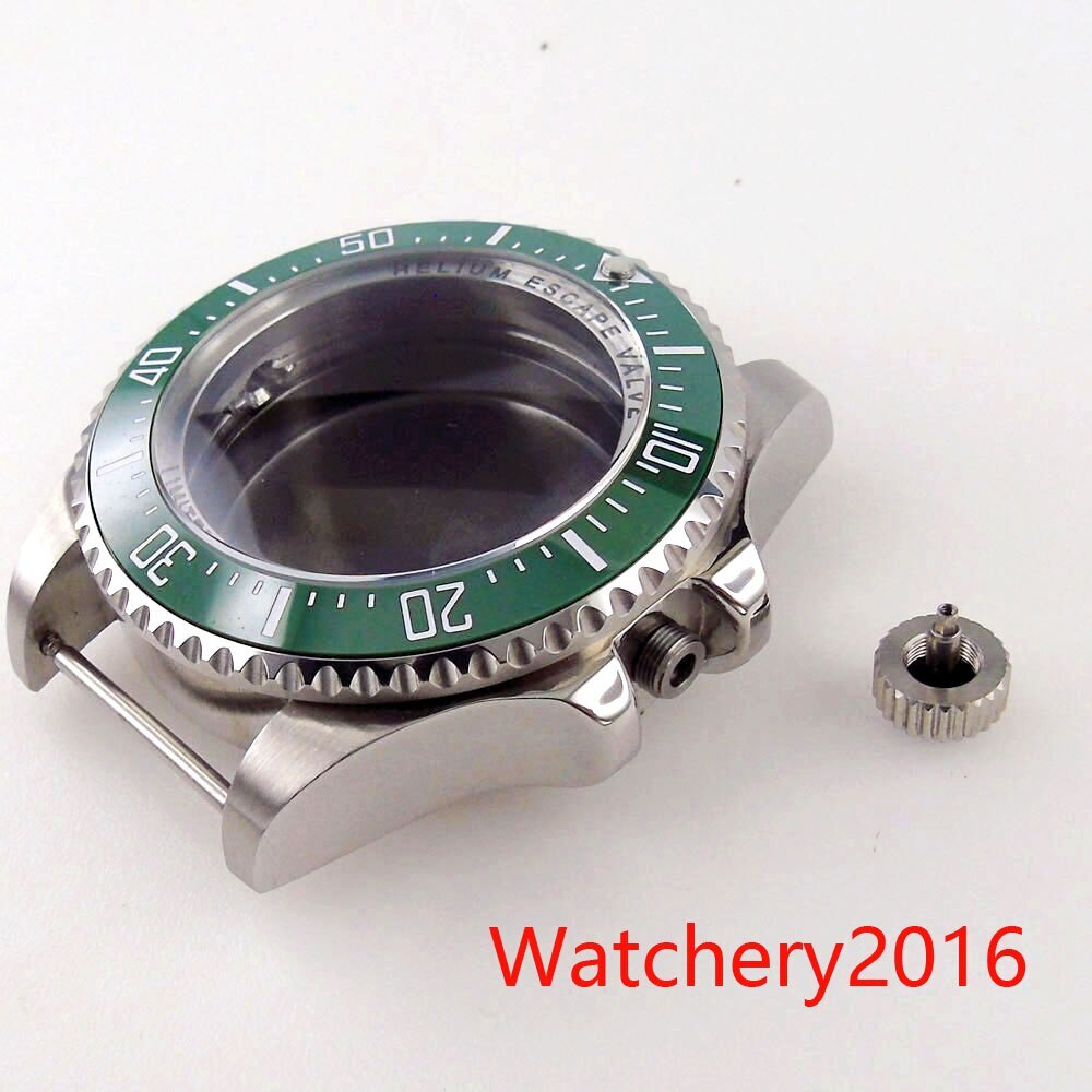 43MM Watch Part Blue Bezel Watch Case Letter Chapter ring Fit NH35 2824 Movement