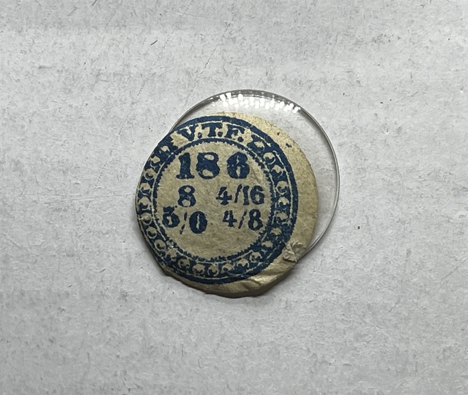 Antique VTF France Mineral Open Face Glass Watch Dial Crystal 186 18.6mm Diametr