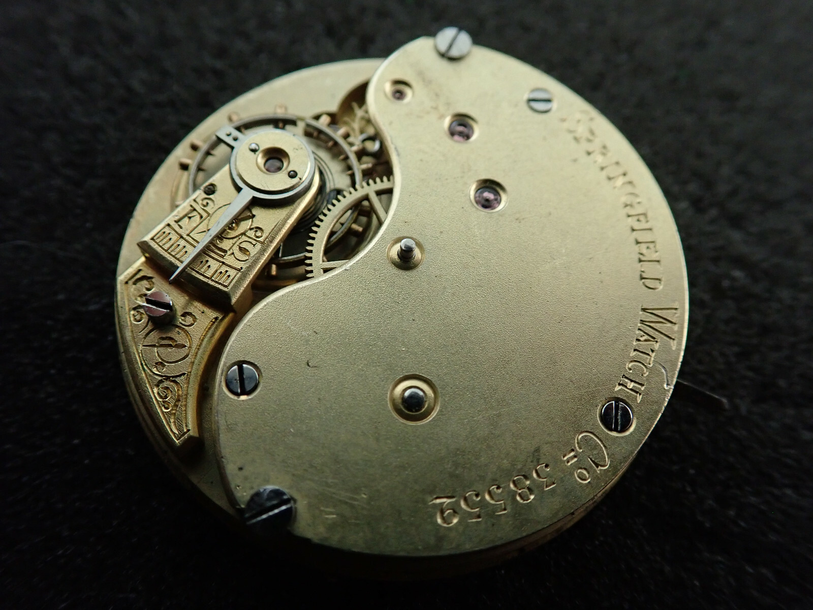 SCARCE VINTAGE 8 SIZE SPRINGFIELD WATCH CO. POCKET WATCH MOVEMENT – KEEPING TIME