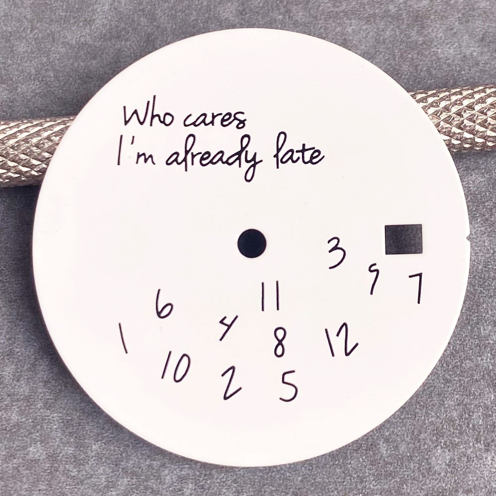 New Who Cares, I’m Already Late NH35 Watch Dial White/Black Dial Replacement