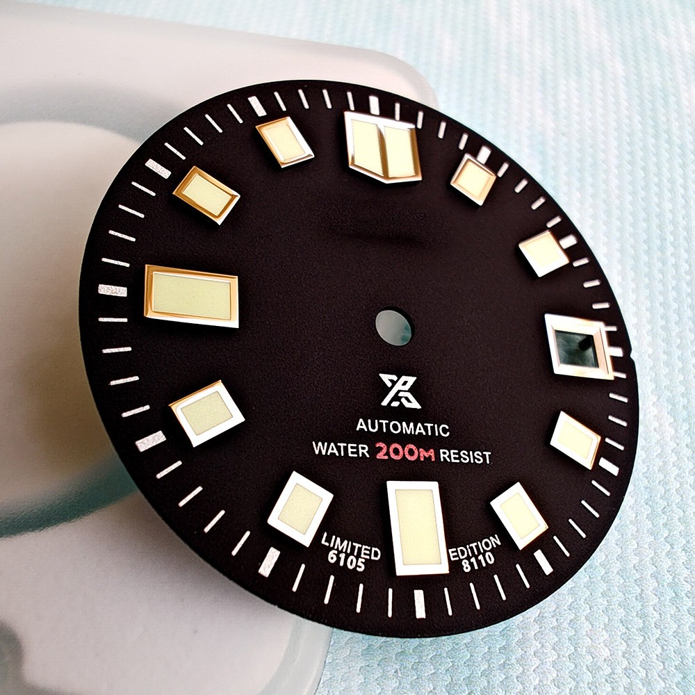 28.5mm dial with C3 luminescent coating, for NH35 dive watch modification
