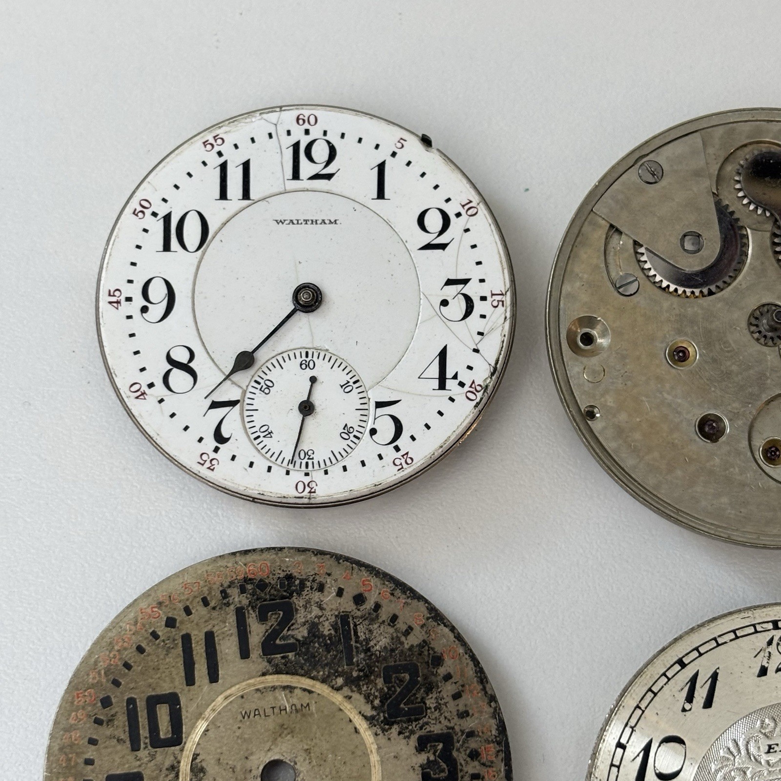 Vintage Elgin Waltham Pocket Watch Estate Repair Parts Bulk Lot Movement Dial