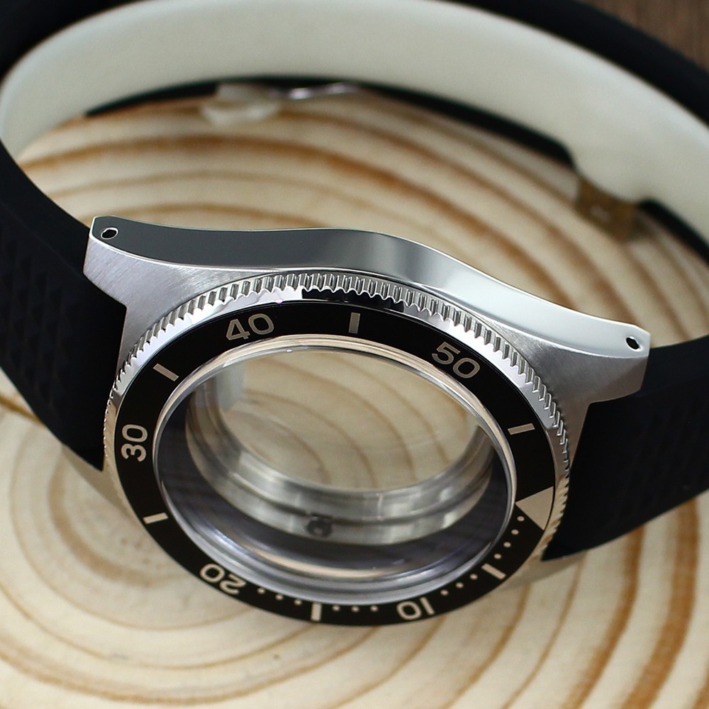 Sapphire 40mm Steel Watch Case Black Strap Modify 62MAS Mod For Seiko NH35 36 38