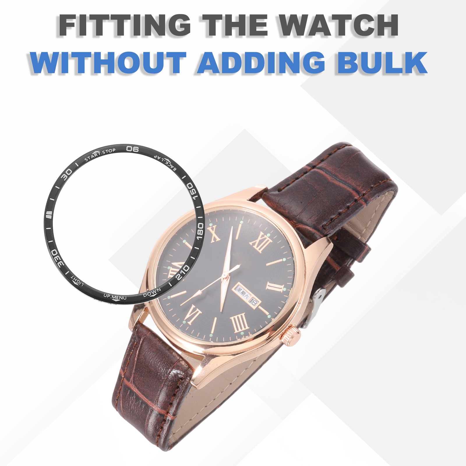 43mm Watch Bezel Stainless Steel Watch Bezel Ring Amoled Display Black/White