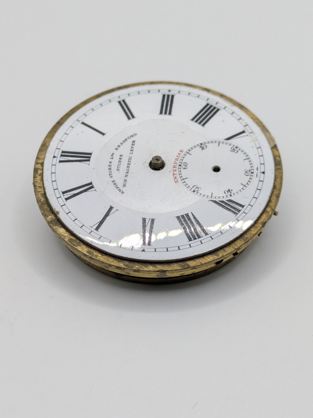 Empire Stores Suisse Manual Wind Pocket Watch Movement Repair No Hands 46.5mm
