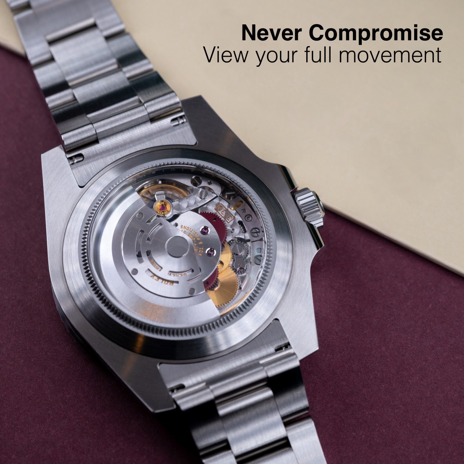Slim Sapphire Exhibition Caseback For Rolex Submariner and Submariner Date