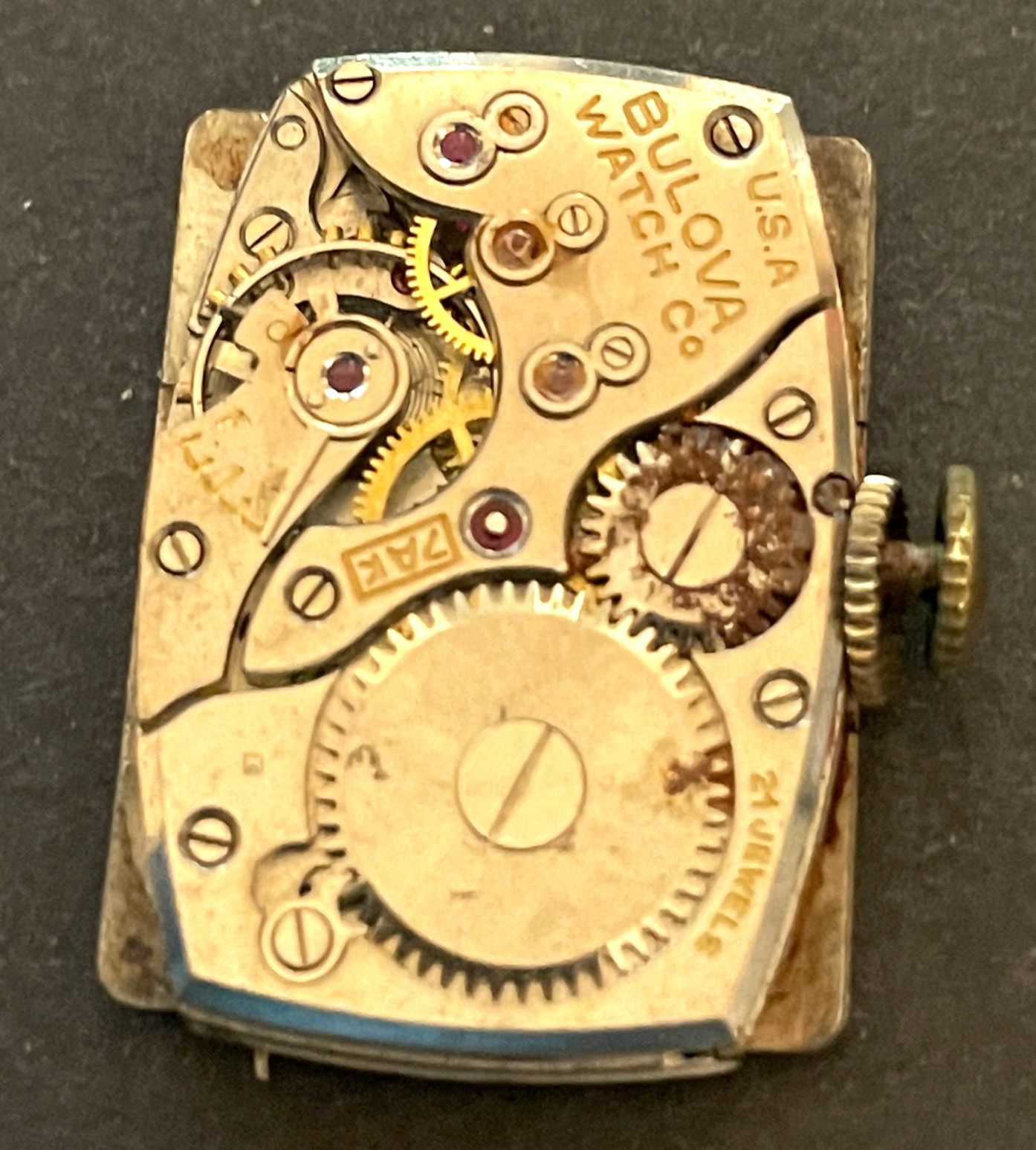 Vintage Bulova Cal 7AK Men’s Watch Movement Parts/Repair 7 AK 21j USA
