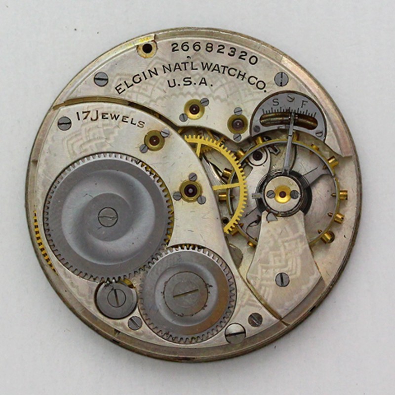 Elgin Grade 345 Model 3 12 Size Pocket Watch Movement & Fancy Dial ca. 1924