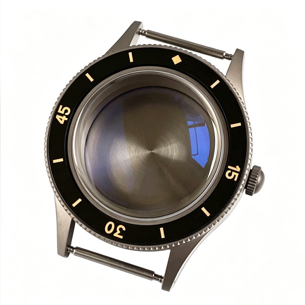 Solid Titanium 200M Dive Watch Case for 50 FATHOMS NH35 PT5000 AR Domed Sapphire
