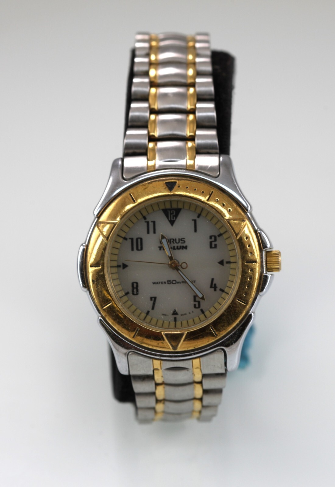 Lorus Tri-Lum Watch Men V851-6400 A4 Solar Stainless 50m Beige NON-WORKING