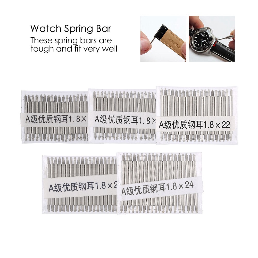20pcs Watch Pin Bar Spring Bars Watches Strap Link Wristwatch Band Steel Tool