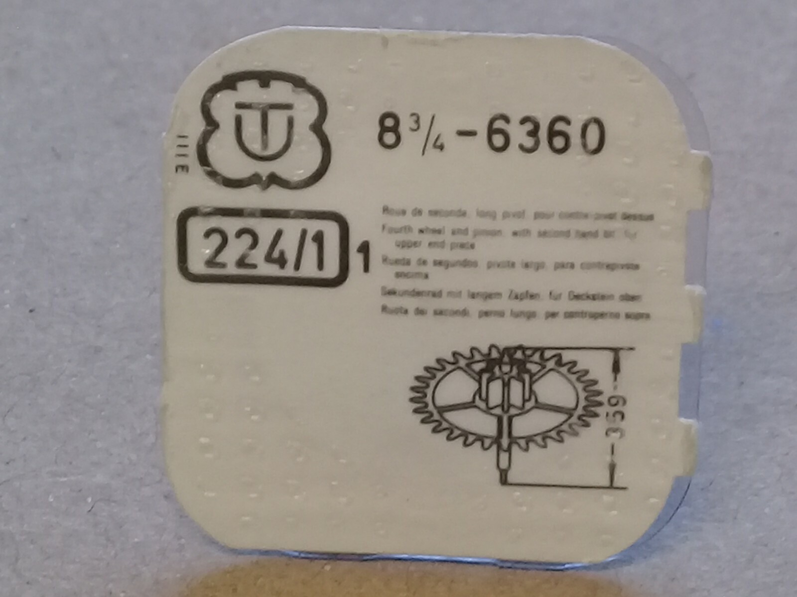 UNITAS Cal. 6360- Fourth Wheel & Pinion – Part 224/1 8.75”’ (BC197)