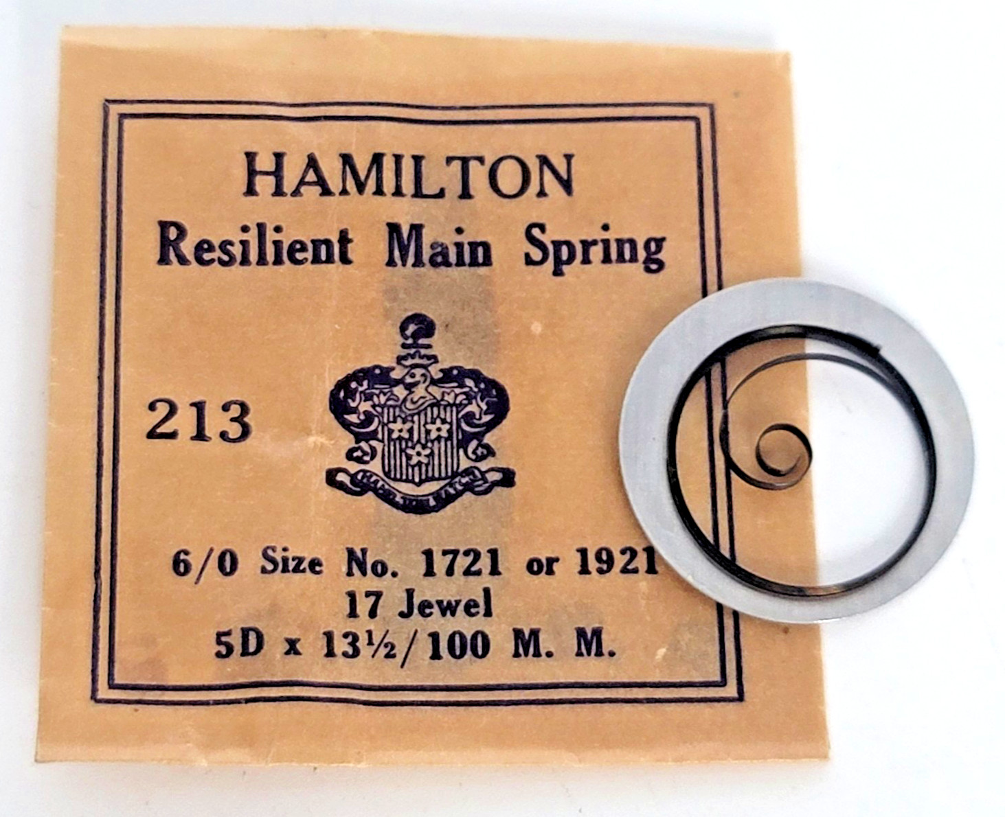 Hamilton Genuine Resilient Mainspring #213 6/0 Cal 1721 1921 17J 5Dx13.5mm SB15a