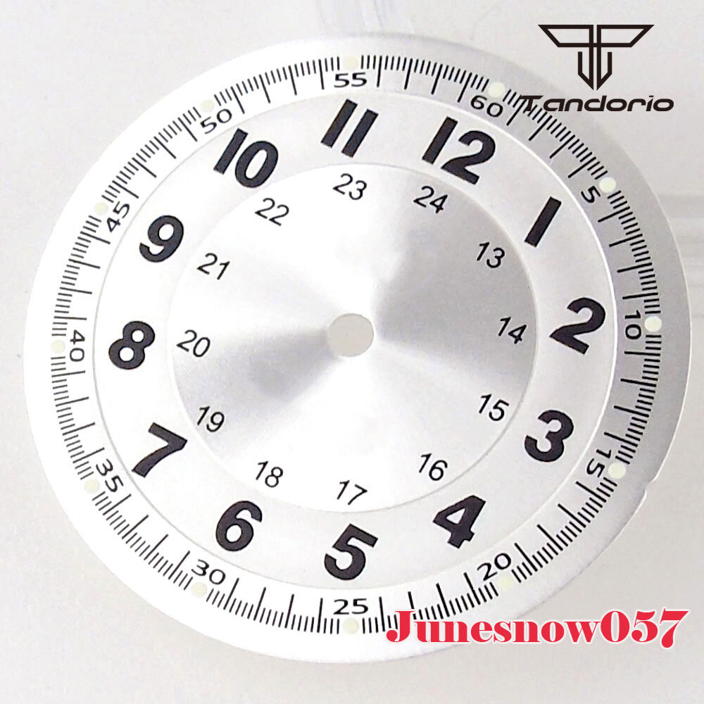 Tandorio Silver/Black Watch Dial Numbers Lume 29MM Fit NH35A NH36A Movement Men